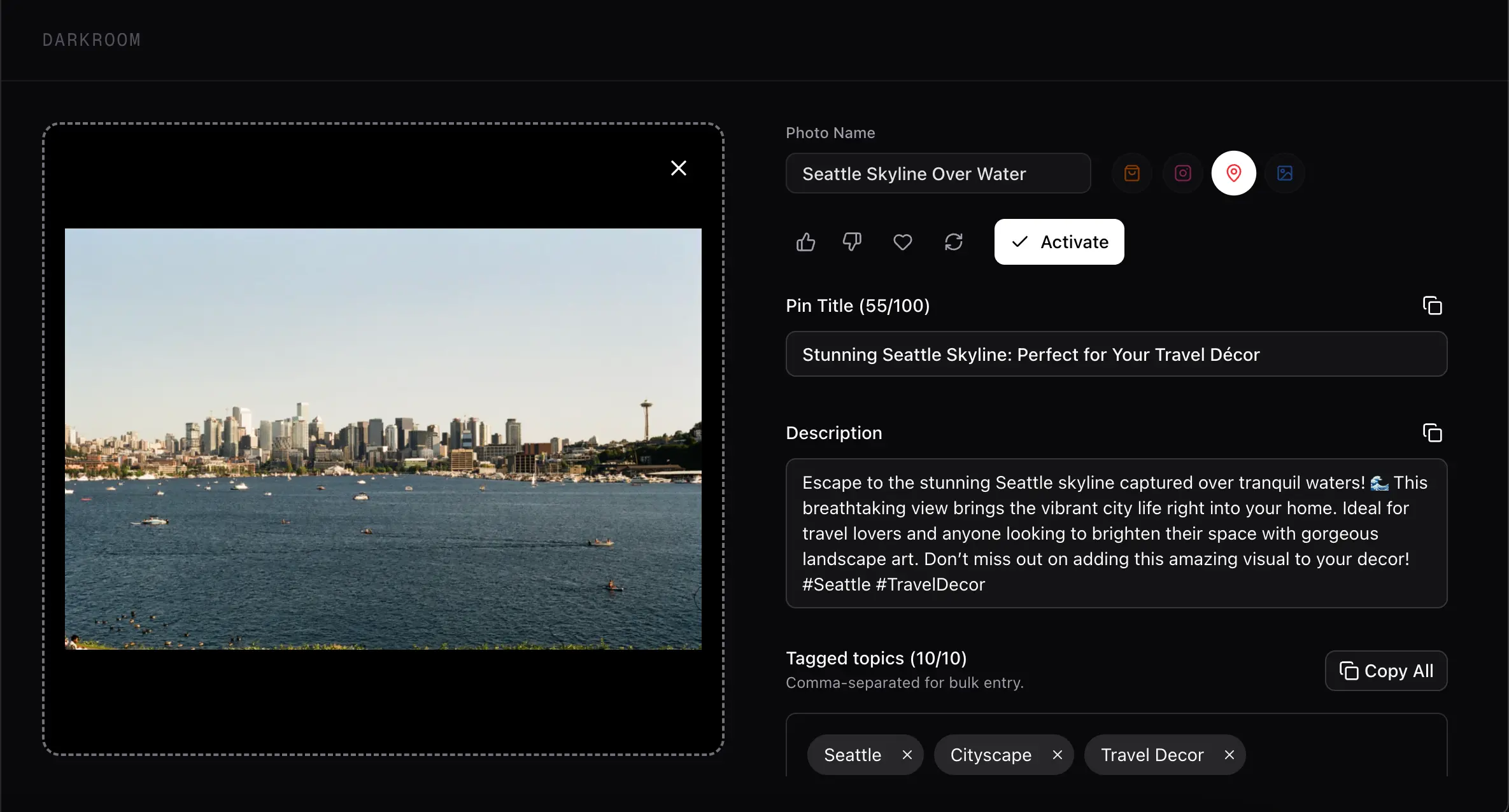 Wide Open Darkroom — AI-generated listing title, description, and tags for Pinterest